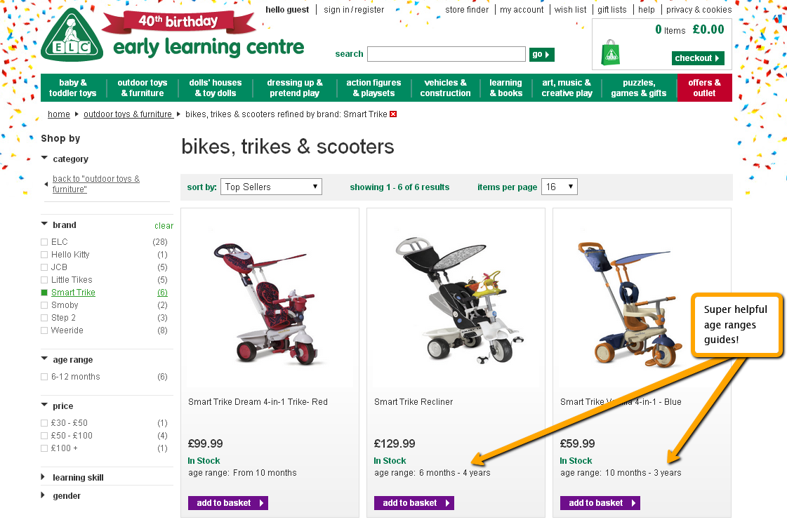 Early Learning Centre Category Pages
