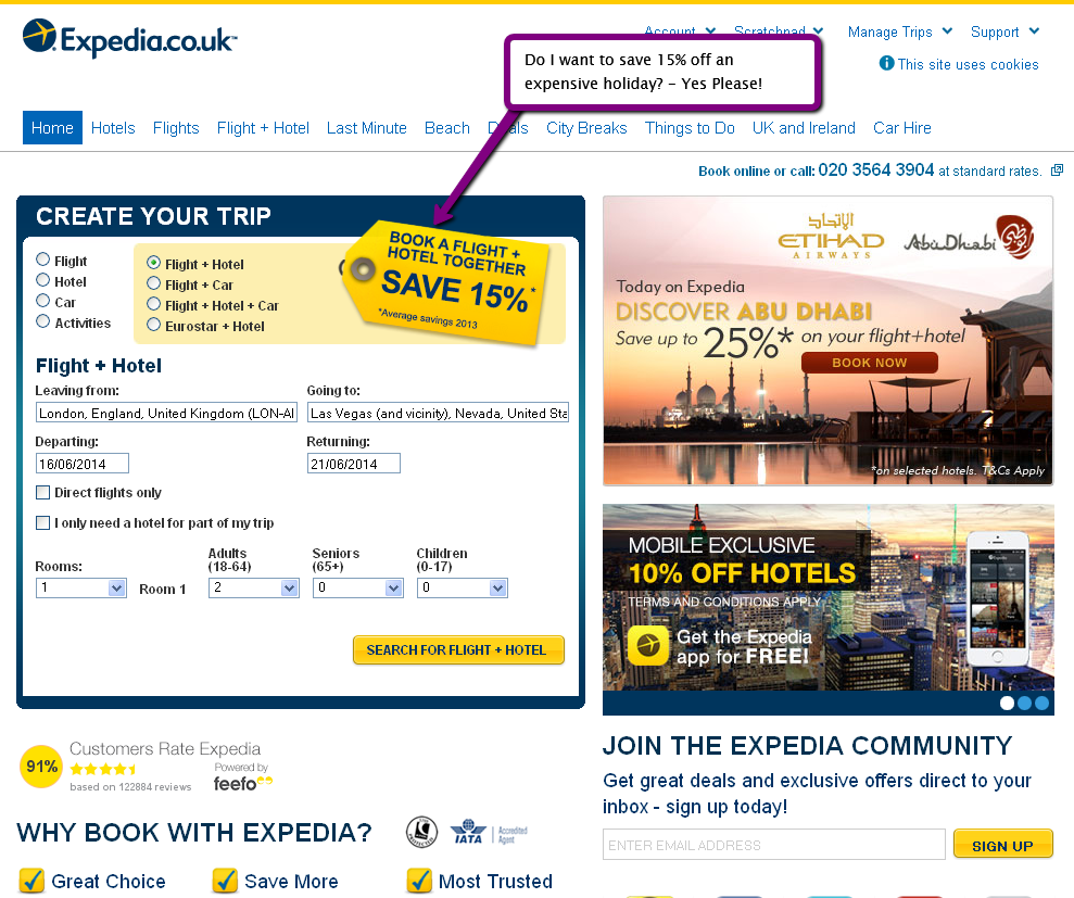 Expedia Buy Together and Save