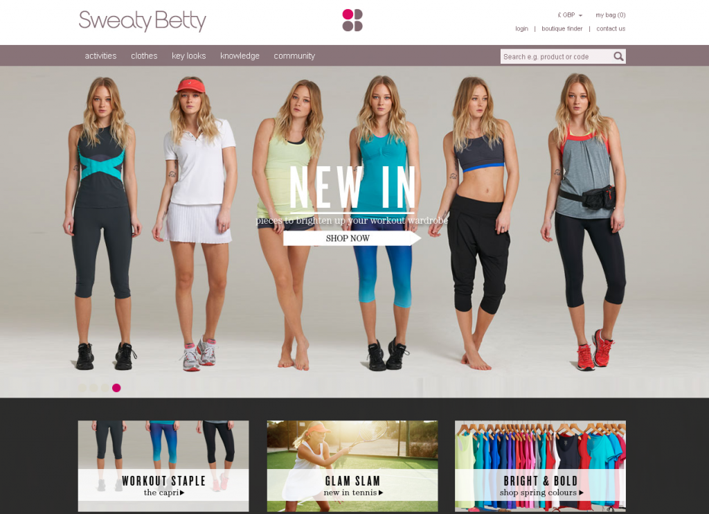 Sweaty Betty Homepage Image