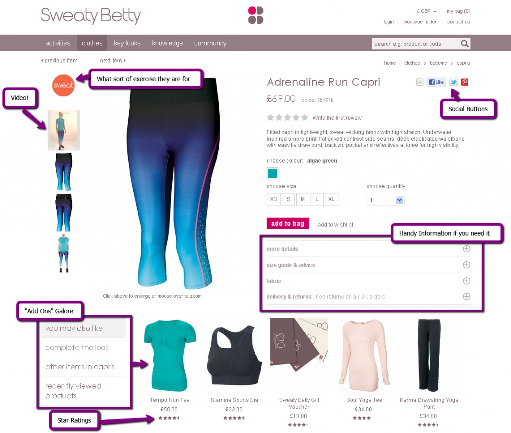 Sweaty Betty Product Page
